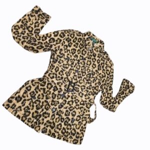 Lauren Ralph Lauren Belted Safari Leopard Print Jacket Small Linen Blend